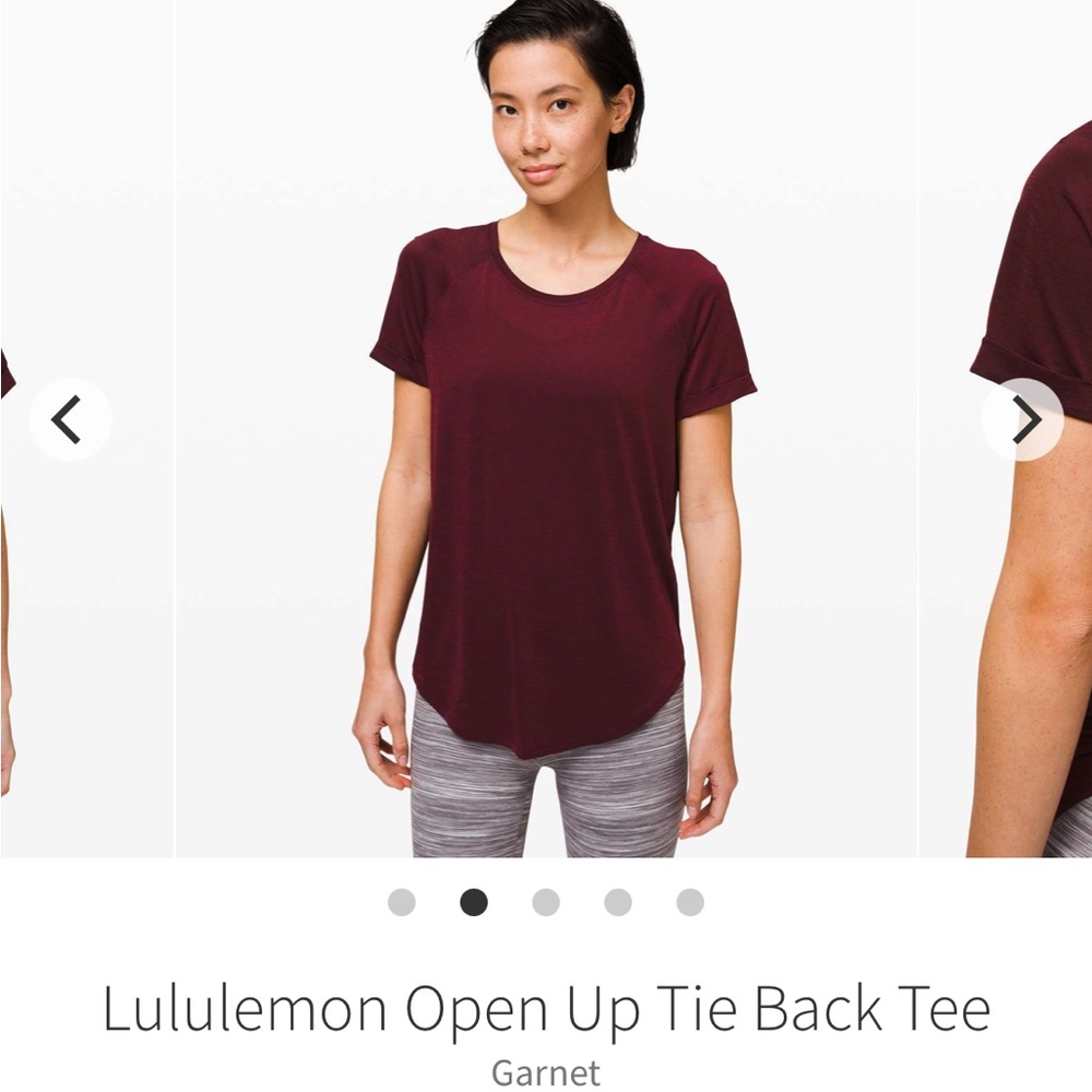 lululemon Open Up Tie Back Tee Garnet